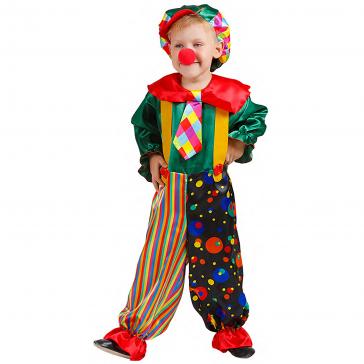 Карнавальный костюм детский Клоун Клепа зелёный р-р 32