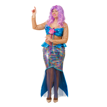 Карнавальное изделие взрослое Русалка с париком, бирюзовый, р-р 48
