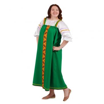 Карнавальное изделие взрослое Сарафан Татьяна зеленый, р-р 56