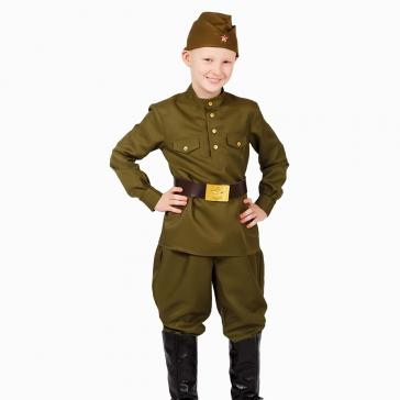 Карнавальный костюм детский Солдат Победы габардин, хаки, р-р 32 203030-12-32