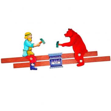 Богородская игрушка Кузнецы Мужик и медведь окраш дерево 8764