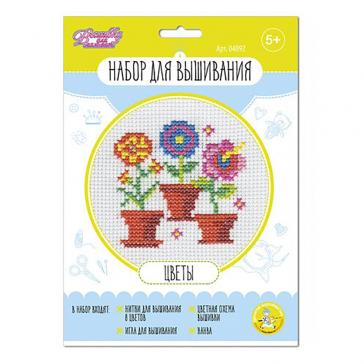 Набор для творчества Вышивка Цветы в конверте 04892